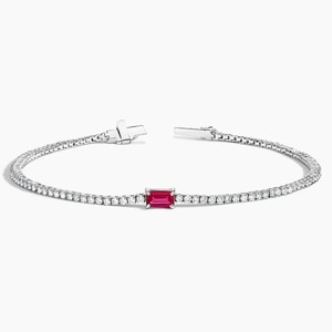 Pulsera de tenis Beatrice Lab con rubí y diamantes cultivados en oro blanco de 18 quilates - Product Image 3