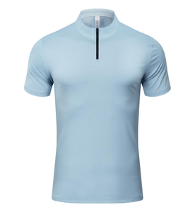 Chemise à col roulé à demi-zip en coton personnalisée de haute qualité, à manches courtes, en tissu respirant, impression numérique pour hommes - Product Image 6