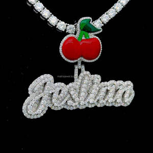 Fruit Bail diamant pendentif argent massif glacé diamant Logo Bail nuit lueur dans l'obscurité émail nom personnalisé diamant pendentif - Product Image 2