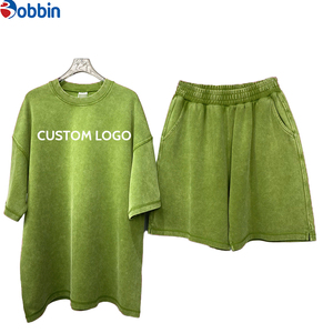 Conjunto de Camiseta y Pantalones Deportivos Personalizados, Cómodos, Unisex, Estilo Vintage, Lavado Desgastado, Talla Grande, Transpirables para Verano - Product Image 6