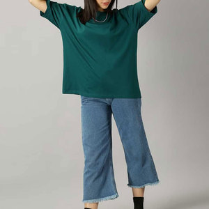 Women's Loose Fit Solid Color Cotton T-Shirt O-Neck Short Sleeve Casual Breathable Jersey Top Regular Length All Seasons Wear - Product Image 1