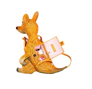 Cesta de Almacenamiento Premium de Mimbre de Ratán con Forma de Canguro, Bolso de Mimbre Hecho a Mano con Forma de Animal, Caja Organizadora de Artículos Varios con Canguro Bebé - Product Image 2