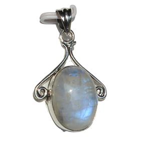 Pendentif unisexe Rudra Gems 2024 en argent sterling 925 avec cabochon en pierre de lune, forme ovale, pierres de guérison naturelles, style bohème - Product Image 3