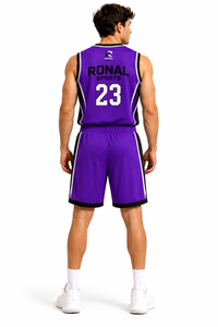 Ensemble d'uniformes de basketball personnalisés en sublimation violette, maillot et short de basketball pour hommes, respirant, séchage rapide, vêtements d'équipe OEM ODM Sport - Product Image 4
