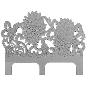 Cabecero de Cama King Size Tallado a Mano en Madera con Diseño Floral, Estilo Boho Costero, Decoración para el Hogar, Acabado Gris - Product Image 2