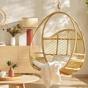 Rattan <b>patio</b> garden <b>swing</b> chairs comfortable hanging pod moon-shaped chair for outdoor spaces - Product Image 5