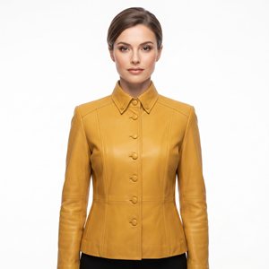 Women's Button Down <b>Leather</b> Sport Coat <b>Blazer</b> Women Business <b>Leather</b> <b>Blazer</b> Coat Women's Fashion <b>Leather</b> <b>Blazer</b> Outerwear - Product Image 1