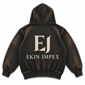 Sudadera con capucha vintage para hombre, lavado ácido, estilo urbano personalizado, de algodón oversize, con estampado de calavera y alas de hip hop, corte holgado para otoño - Product Image 2