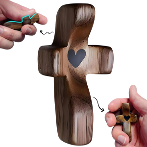 Eco-Friendly Black Walnut Wood <b>Small</b> <b>Necklace</b> & Bracelet Jesus Cross Pendant with Wooden Crosses - Product Image 3