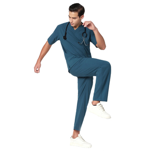 Unisex Cotton Worsted Fabric Scrub Uniform Medical <b>Doctor</b> <b>Set</b> OEM Factory Custom Logo Design Hospital Clothing Needle Detection - Product Image 3