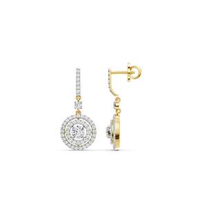 Pendientes de Diamantes Cultivados en Laboratorio Halo, Oro Amarillo de 14K, Doble Círculo de Diamantes Colgantes, Certificado IGI, Regalo de Lujo, Joyería Fina Elegante - Product Image 2