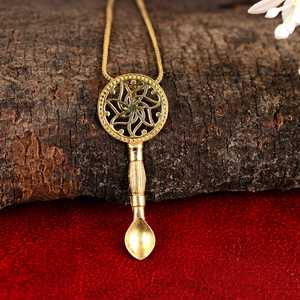 Collier unisexe en alliage plaqué or avec pendentif cuillère, thème vintage, bijoux de mode - Product Image 4