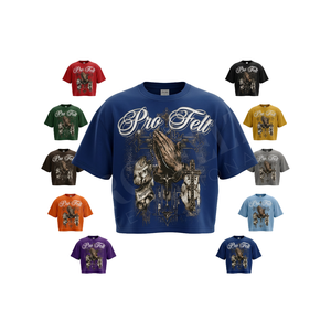 T-shirt court streetwear couleur unie, personnalisable avec logo graphique, coupe oversize, style hip-hop, en molleton confortable pour homme – Grande Vente - Product Image 1