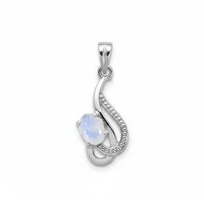 Pendentif Tendance en Argent Sterling Plaqué Rhodium avec Pierre de Lune Ovale et Motif Spirale, Fait Main, Minimaliste, Unisexe, pour Usage Quotidien, Vente en Gros - Product Image 2