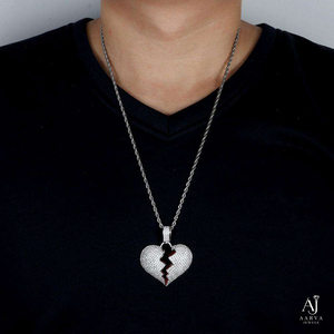 Collar con Colgante de Moissanita en Forma de Corazón Roto Color Dorado, Estilo Cubo de Hielo, para Regalo de Moda Urbana - Product Image 5