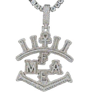 Colgante de Plata de Ley 925 con símbolo de fuego personalizado colgante brillante con moissanita de moda hip-hop con personalidad colgante - Product Image 1