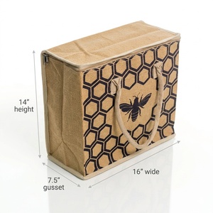 Bolsa Térmica Aislante de Yute con Forro de Papel de Aluminio y Cierre de Cremallera, Reutilizable para Compras, Picnic y Entrega de Comidas - Product Image 2