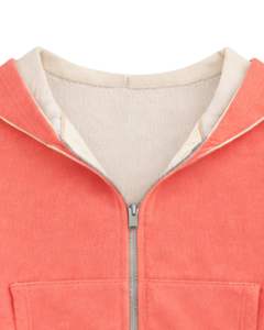 Sudadera con capucha corta para mujer, color rosa coral, con cremallera, de algodón y forro polar, estilo color block, informal, para uso diario. - Product Image 5