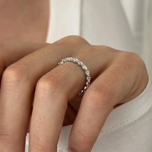 Shaped Lab Grown Diamond Eternity Band 18K White Gold 2.7mm <b>Dainty</b> Stackable Diamond <b>Ring</b> Women's Wedding Engagement Wholesale - Product Image 1
