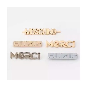 Fashion Design Custom Women <b>Clothes</b> Sew on Branded Name <b>Gold</b> Tags Neck Tag Metal logo Brand - Product Image 1