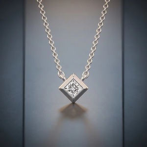 Collar de Joyería Fina de Diseño Contemporáneo de Lujo con Colgante de Órbita de Diamantes en Oro Blanco Arquitectónico para Novias - Product Image 1