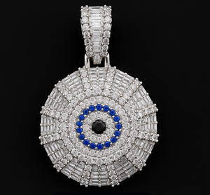 Colgante de Moissanita Orelia Luxe Ojo Turco Personalizado, Corte Baguette, Totalmente Engastado, Chapado en Plata 9K 18K, Joyería Unisex para Fiesta Hip Hop - Product Image 1
