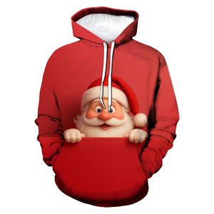 Sudadera con Capucha Unisex con Bolsillo Canguro y Estampado Gráfico 3D de Santa Claus para Fiestas Navideñas, Personalizable, para Invierno - Product Image 2