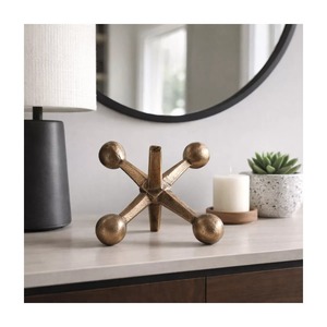 Abstract Geometric Metal Sculpture Tabletop Art <b>Decor</b> Contemporary Living Room Handmade Artistic Design Single Piece - Product Image 1