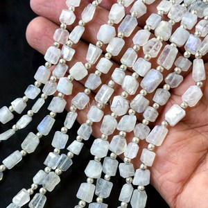 Natural Rainbow Moonstone Faceted Tumble Gemstone Beads Moonstone Loose Nuggets Shape Beads 5x7-6x8MM For Jewelry Making Supplie - Product Image 1
