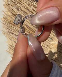 14K 18K Gold <b>Silver</b> Plated Halo <b>Solitaire</b> Modern Bridal Wedding <b>Ring</b> IGI Certified 4 Carat Radiant Cut Lab Grown Engagement <b>Ring</b> - Product Image 2