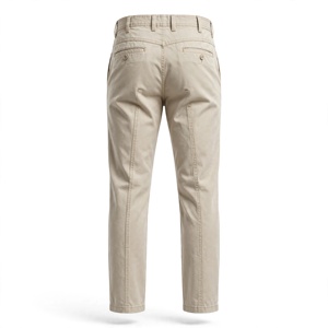 Pantalon en toile kaki coupe droite pour homme, taille mi-haute, fermeture boutonnée, décontracté, tissé, devant plat, style automne - Product Image 2