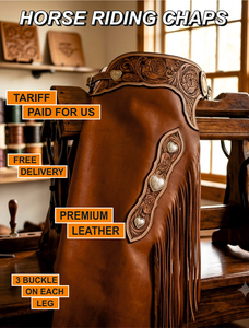 Chaparreras Completas de Cuero Genuino Premium Estilo Western con Flecos Hechas a Mano para Protección de Piernas de Vaquero, Equitación, Rodeo y Equipo Ecuestre Personalizado - Product Image 1