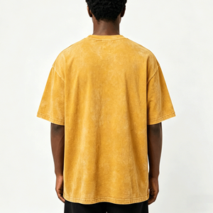 Acid <b>Washed</b> Streetwear Oversized T-Shirts Custom Branding Loose Fit Men Drop Shoulder Tee Short Sleeves Plus Size Boxy T-Shirt - Product Image 4