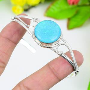 Glorious Blue Triplet Opal Cuff Bangle Gemstone Jewelry 925 <b>Solid</b> Sterling <b>Silver</b> Handmade Engagement Gift <b>Bracelet</b> - Product Image 3