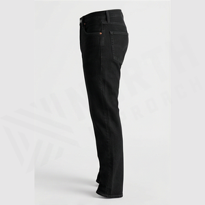 Jean en denim coupe droite délavé foncé pour homme, taille haute, coupe classique, en coton, style décontracté, pantalon d'automne - Product Image 4
