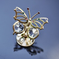 Figurine de papillon en cristal plaqué or de luxe, polie, style européen bohème, miniature, pour mariage, décoration de la maison