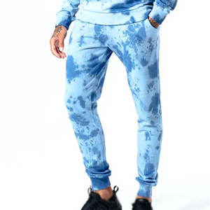 <b>Mens</b> Tie-Dye Blue Custom Logo <b>Pullover</b> Hoodie and Matching Jogger Sweatpants Tracksuit OEM ODM Wholesale Apparel - Product Image 2