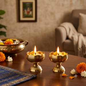 Handcrafted Brass Hanging Diya Pair with Peacock Design Traditional Indian Oil Lamp for Home Decor Pooja and Festive Lighting!!! - Product Image 4