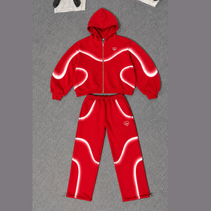 Ensemble de survêtement pour homme de haute qualité, imperméable, en molleton de coton, à capuche, effet délavé, anti-bactérien, écologique, imprimé, streetwear - Product Image 4