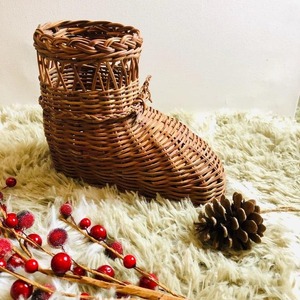 Botte de Noël en rotin faite à la main, ornement de Noël en osier naturel, chaussure de Noël pour décoration d'arbre, décoration de fête de fin d'année - Product Image 3