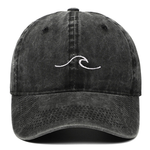 <b>Wave</b> Pattern Embroidered Baseball <b>Cap</b> For Men Women Vintage Washed Cotton Sun Hat Outdoor Sport Unisex - Product Image 3