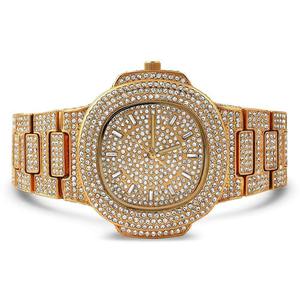 Reloj de Oro y Plata Maciza con Diamantes, Esfera Redonda, Reloj de Cuarzo con Moissanita, Reloj Hip Hop para Joyería de Moda Unisex - Product Image 4