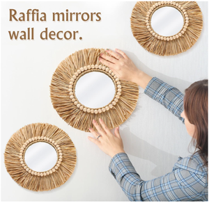 Vietnam Modern Grass Floral Round <b>Mirror</b> Handmade <b>Wall</b> Decor - Product Image 4