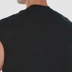 Camiseta sin Mangas Negra para Hombre, con Estampado de León, Cuello Redondo, Informal, Transpirable, 100% Algodón, Diseño de Logotipo Tejido en la Parte Delantera - Product Image 4