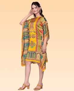 Vestido Kaftan Elegante para Mujer – Kaftan Holgado Estampado para la Colección de Verano - Product Image 4