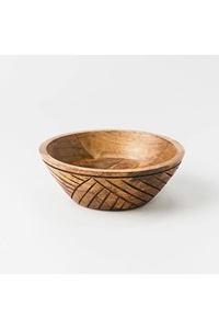 Bol de service jetable en bois écologique personnalisé, en bois d'acacia naturel, fait main, pour salade et fruits, vaisselle rustique pour la cuisine et la maison - Product Image 3