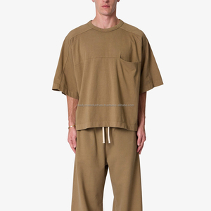 Haute qualité 100% coton hommes rétro lavé à manches courtes T-Shirt personnalisable poids lourd marque vente chaude 270g longue longueur - Product Image 3