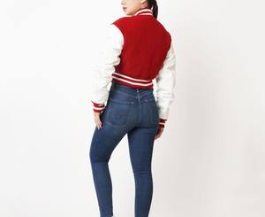 Veste varsity courte pour femme - Veste d'hiver légère en mélange de laine coupe-vent écologique |   Fabricant - Product Image 2