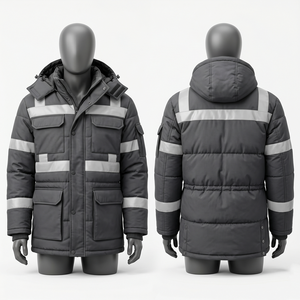 Chaqueta de Trabajo Premium de Poliéster Softshell de 320 GSM, con Paneles de Cinta Reflectante Naranja y Logotipo Bordado Personalizado - Product Image 5