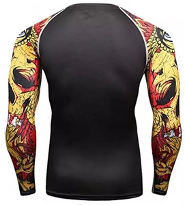 Camiseta de Compresión de Manga Larga para Hombre, Secado Rápido, Estampado Deportivo, Diseño de Dragón Negro, Rojo y Amarillo, para Adultos - Product Image 2